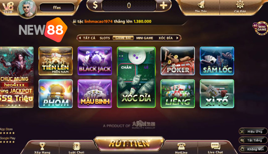 Sảnh casino online V8 vô cùng hấp dẫn